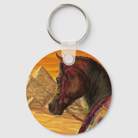 Porte-clés Porte - clé de cheval arabe rouge et or (Recto)