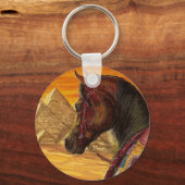 Porte-clés Porte - clé de cheval arabe rouge et or (Recto)