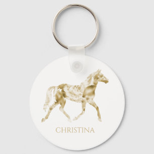 Porte-clés Porte - clé de cheval Personnalisé Gold Floral