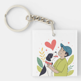Porte-clés Porte - clé de chien qui serre le coeur