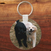 Porte-clés Porte - clé de chiots noirs et blancs (Recto)