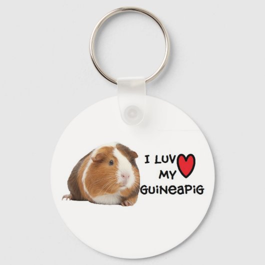 Porte-clés Porte - clé de Cochon de Guinée "J'aime mon Cochon (Recto)