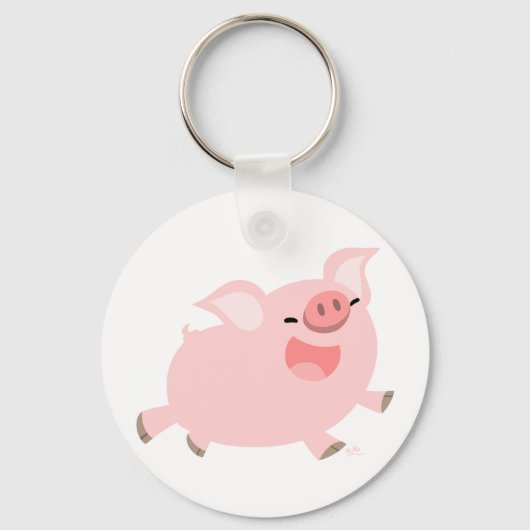 Porte-clés Porte - clé de cochon joyeux caricaturé (Recto)