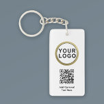 Porte-clés Porte - clé de code QR du logo de l'entreprise | B<br><div class="desc">Élégant Porte - clé de code QR du logo de l'entreprise | Blanc noir. Personnalisez avec votre logo et votre texte personnalisés.</div>