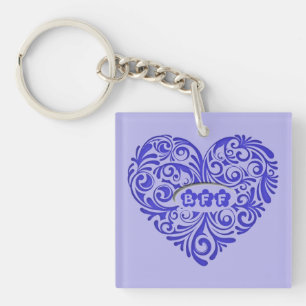 Porte-clés Porte - clé de coeur BFF bleu personnalisé