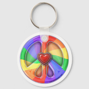 Porte-clés Porte - clé de coeurs d'arc-en-ciel de paix