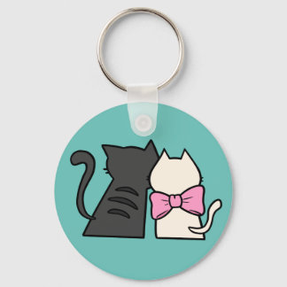 Porte-clés porte - clé de couple de chat mignon