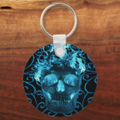 Porte-clés Porte - clé de crâne bleu flamme (Recto)