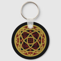 Porte - clé de design celtique rouge et or (cercle