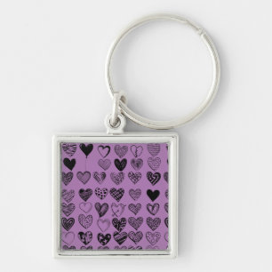 Porte-clés Porte - clé de dessin adorable Black Heart Scribbl
