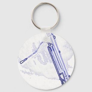 Porte-clés Porte - clé de dessin d'encre bleue de basson