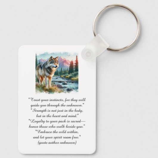 Porte-clés Porte - clé de devis de loup d'aquarelle d'animal  (Verso)