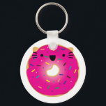 Porte-clés Porte - clé de donut de fraise de chat<br><div class="desc">Porte - clé avec fraise</div>