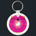 Porte-clés Porte - clé de donut de fraise de chat<br><div class="desc">Porte - clé avec fraise</div>
