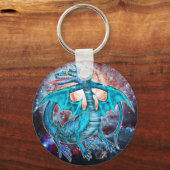 Porte-clés Porte - clé de dragon cosmique turquoise (Verso)