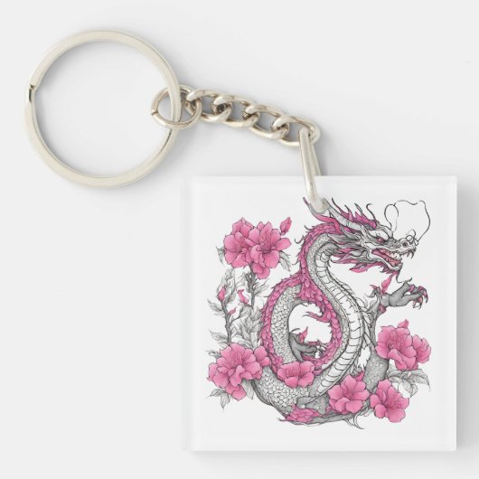Porte-clés Porte - clé de dragon de fleurs (Devant)
