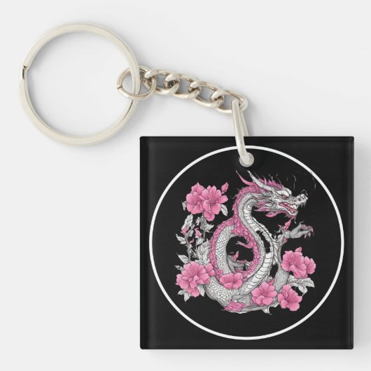 Porte-clés Porte - clé de dragon de fleurs (Devant)