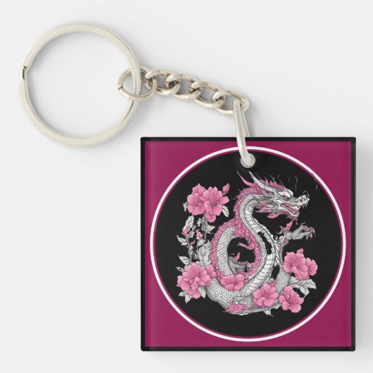 Porte-clés Porte - clé de dragon de fleurs (Devant)