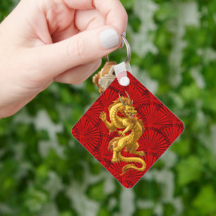 Porte-clés Porte - clé de dragon d'or chinois