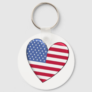 Porte-clés Porte - clé de drapeau de coeur des Etats-Unis