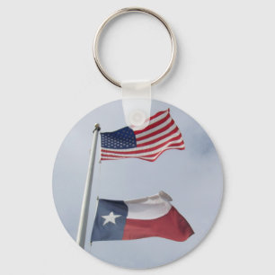 Porte-clés Porte - clé de drapeau du Texas et des Etats-Unis