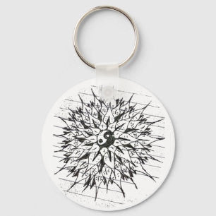Porte-clés Porte - clé de fleur de Yin-Yang