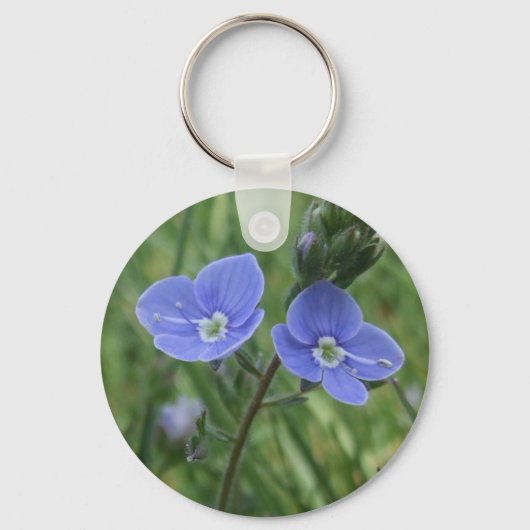 Porte-clés Porte - clé de fleurs bleues (Recto)