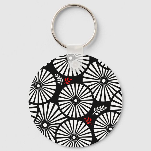 Porte-clés Porte - clé de fleurs noir rétro (Recto)