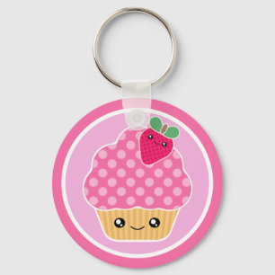 Porte-clés Porte - clé de fraise de petit gâteau de Kawaii