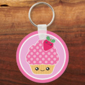 Porte-clés Porte - clé de fraises Kawaii Cupcake (Recto)