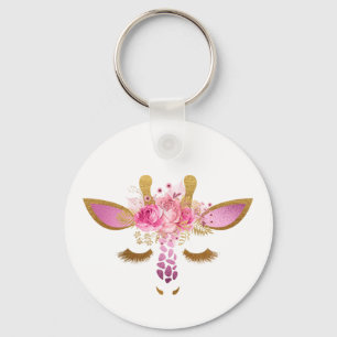 Porte-clés Porte - clé de girafe rose et or