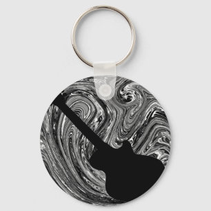 Porte-clés Porte - clé de guitare Abstrait, noir et blanc