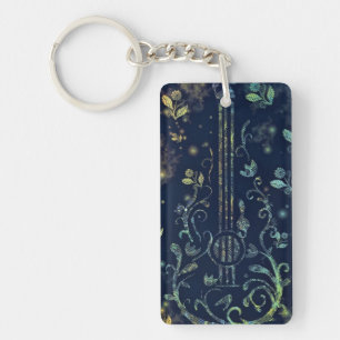 Porte-clés Porte - clé de guitare florale
