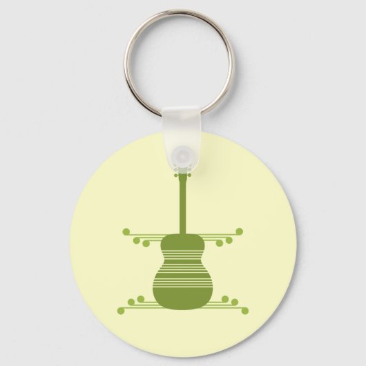Porte-clés Porte - clé de guitare rétro, vert olive (Recto)