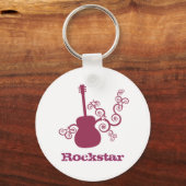 Porte-clés Porte - clé de guitare Rockstar, Fuchsia (Recto)