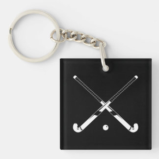 Porte-clés Porte - clé de hockey sur gazon avec nom noir