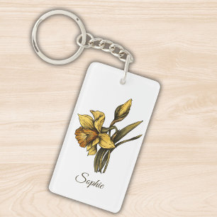 Porte-clés Porte - clé de jonquille personnalisée de la fleur