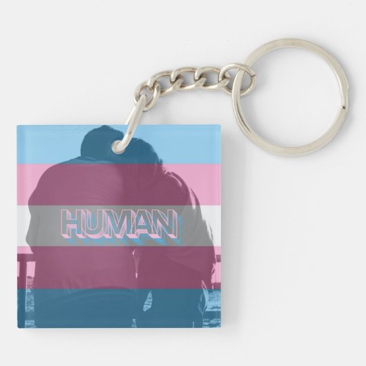 Porte-clés Porte - clé de la fierté trans humaine (Dos)