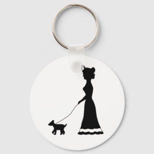 Porte-clés Porte - clé de la silhouette de la marche des chie