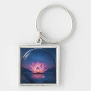 Porte-clés Porte - clé de la sphère en verre Lotus - Nom pers