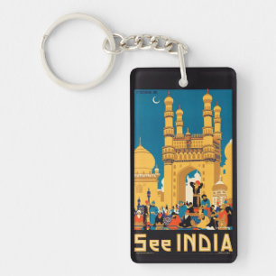 Porte-clés Porte - clé de l'affiche de voyage Inde
