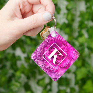 Porte-clés Porte - clé de laitue rose avec Monogramme