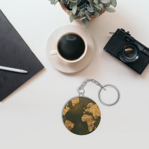 Porte-clés Porte - clé de l'illustration de carte du monde