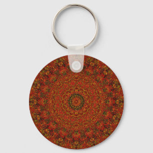 Porte-clés Porte - clé de mandala Abstrait volcanique rouge
