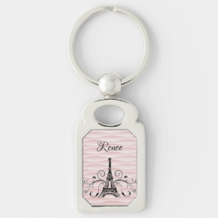 Porte-clés Porte - clé de métal fleuri de la tour Eiffel ro
