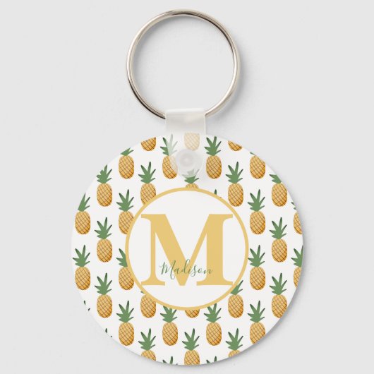 Porte-clés Porte - clé de monogramme d'ananas tropicale migno (Recto)