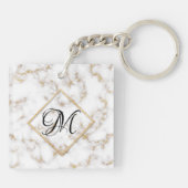 Porte-clés Porte - clé de Monogramme en marbre blanc élégant (Dos)