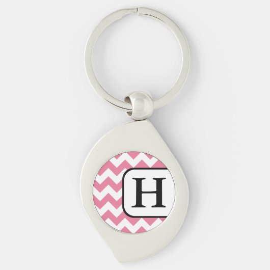 Porte-clés Porte - clé de monogramme rose Chevron (Devant)