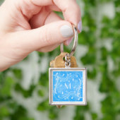 Porte-clés Porte - clé de monogrammes bleu et blanc (main)