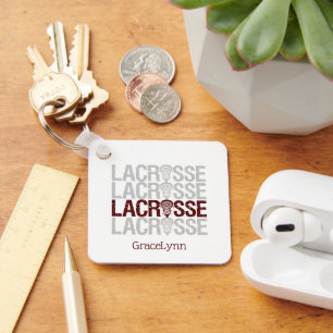 Porte-clés Porte - clé de mots Maroon Distressed Lacrosse